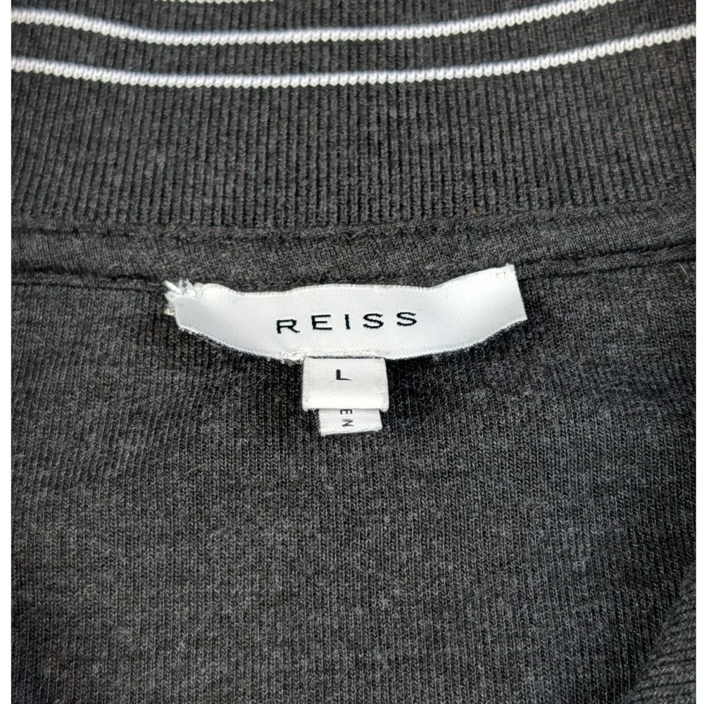 Reiss Matty Mens Charcoal Grey Quarter Zip Pullover Sweatshirt Size L Raglan